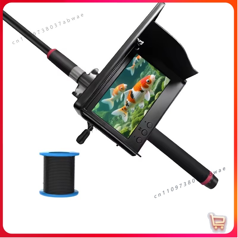 Underwater Camera - 水中魚群探知機：5インチのポータブル充電式システム。50mの防水ケーブルと広角カメラを搭載し、氷上での使用に最適。