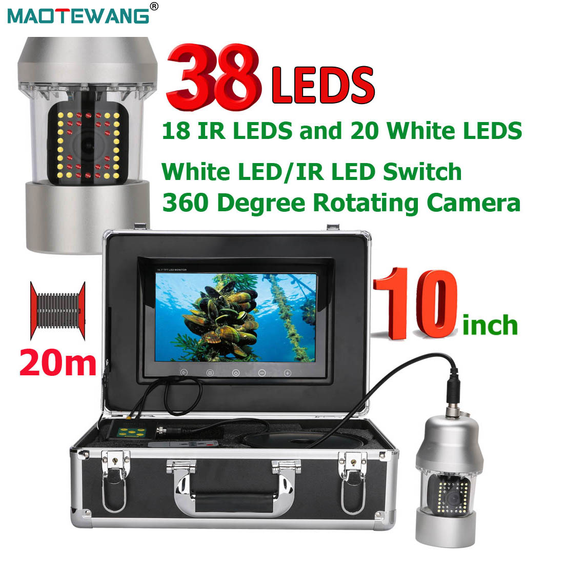 Mapotwang-水中釣りビデオカメラ、魚群探知機、IP6 - Fishing Depth Finder のレビューと価格